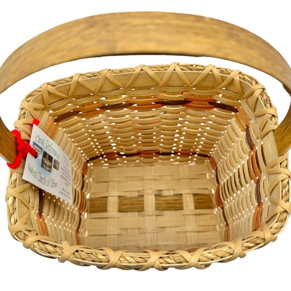 Handmade Basket Falling Leaves Square Shaped with Handle and Leaves Decoration - Picture 16 of 16